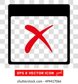 Vector Reject Calendar Page EPS vector icon. Illustration style is flat iconic bicolor intensive red and black symbol on a transparent background.