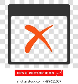 Vector Reject Calendar Page EPS vector pictograph. Illustration style is flat iconic bicolor orange and gray symbol on a transparent background.