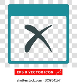 Vector Reject Calendar Page EPS vector icon. Illustration style is flat iconic bicolor soft blue symbol on a transparent background.