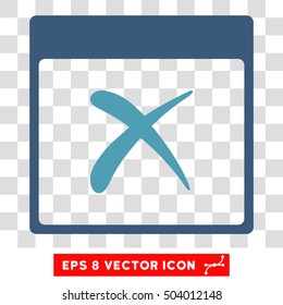 Vector Reject Calendar Page EPS vector pictogram. Illustration style is flat iconic bicolor cyan and blue symbol on a transparent background.