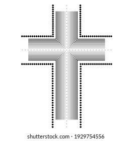 Vector religion cross with halftone dots . Church logo .