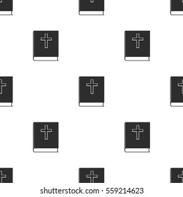 Vector Religion Icon with Bible Isolated on White Background. Seamless Pattern