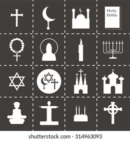 Vector Religion icon set on black background