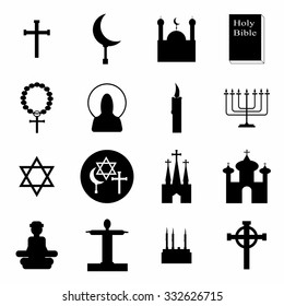 Vector Religion icon set on white background