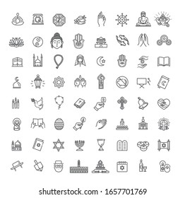 Vector religion icons set thin style. Vector