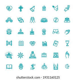 Vector religion icons set thin style. Vector