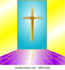 Vector Religious Cross Window Or Doorway Scene