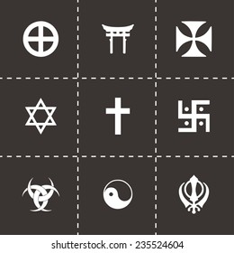 Vector religious symbols icon set on black background