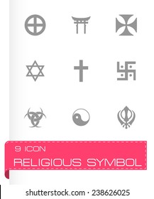 Vector religious symbols icon set on grey background