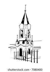 vector religious temple, church on white background