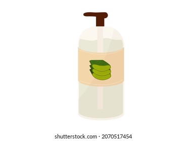 Vector remedy from aloe vera, natural cosmetics from aloe, medical plants, face and body care, natural soap, shampoo, beauty procedures, self-care in flat style isolated on white background