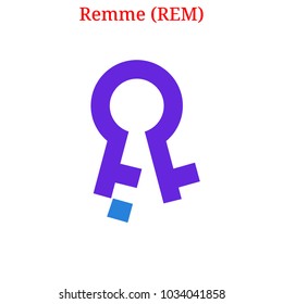 Vector Remme (REM) digital cryptocurrency logo. Remme (REM) icon. Vector illustration isolated on white background.