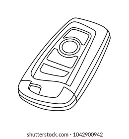 Vector remote car key line illustration made of editable strokes