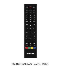 Televisão a distância vetorial. Modelo de vetor de televisão remoto em fundo branco isolado