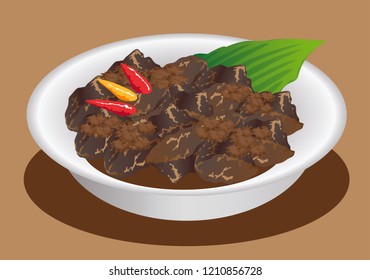 Vector - Rendang Padang, Indonesian Traditional Stew Beef