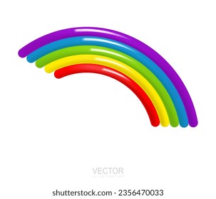 Vector render colorful rainbow arch. Realistic 3d design cartoon style for holiday, application. Vector illustration