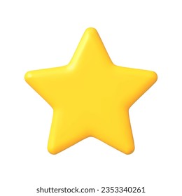 Vector render Yellow star icon. Cartoon Symbol for Customer rating feedback or rang rating achievements. 3d vector emblem. Vector illustration