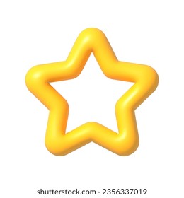 Vector render Yellow star icon. Cartoon Symbol for Customer rating feedback or rang rating achievements. 3d vector emblem. Vector illustration