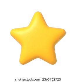 Vector render Yellow star icon. Cartoon Symbol for Customer rating feedback or rang rating achievements. 3d vector emblem. Vector illustration