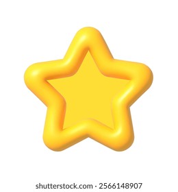 Vector render Yellow star icon. Cartoon Symbol for Customer rating feedback or rang rating achievements. 3d vector emblem. Vector illustration