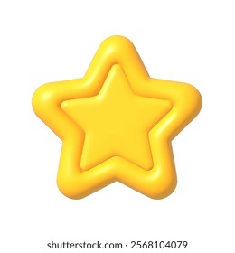 Vector render Yellow star icon. Cartoon Symbol for Customer rating feedback or rang rating achievements. 3d vector emblem. Vector illustration