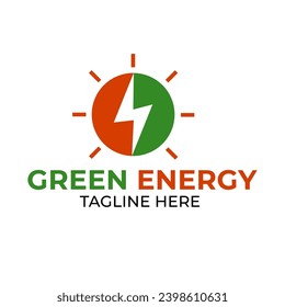 diseño de logotipo de energía renovable vectorial Rayo abstracto con diseño de logotipo de forma redondeada