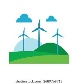Vector de un parque eólico renovable 