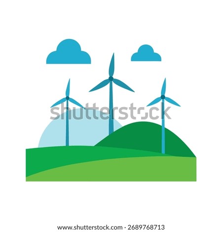 vector of renewable wind turbine farm 