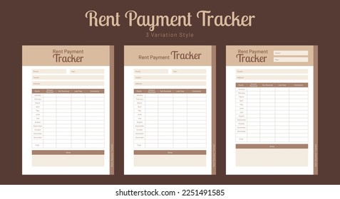 Vector rent payment ledger log book tracker and rent financial planner notebook interior design