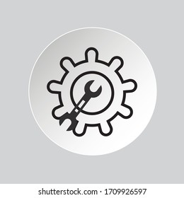 Vector repair line icon. black wrench, black gear