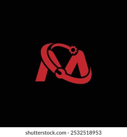 Logotipo de reparação vetorial com a letra M