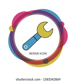 Vector repair outline icon with white background