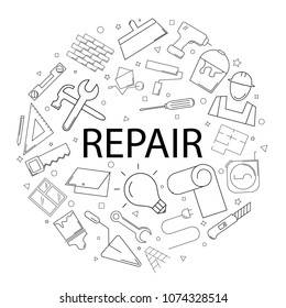 Vector repair pattern with word. Repair background