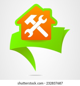 Vector repair ribbon construction house