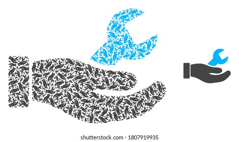 Vector repair service hand collage is constructed from random recursive repair service hand items. Recursive mosaic from repair service hand.
