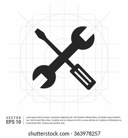 Vector Repair tool vector icon. Gear, wrench & screwdriver Icon