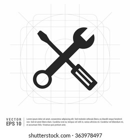 Vector Repair tool vector icon. Gear, wrench & screwdriver Icon