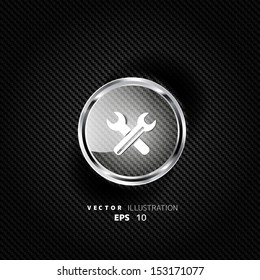 Vector repair web icon on carbon background