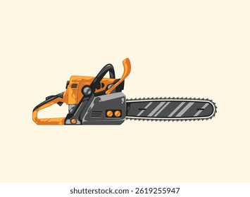 Vector repairer. Illustrations of CHainsaw tool. Set of cartoon Carpenter Tools