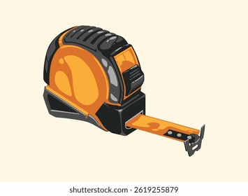 Vector repairer. Illustrations of Tape Measure tool. Set of cartoon Carpenter Tools