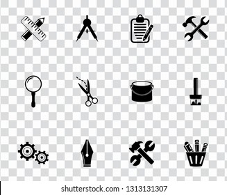 vector repairing tool symbols - maintenance work illustrations. industrial instrument. construction design icons set