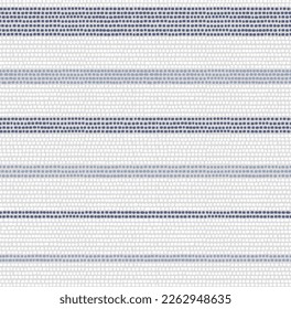 Vector repeat dotted pattern in chambray blue, navy and off-white. Seamless textured lines in horizontal stripes great for apparel, rug, fashion, shower curtain, home textiles, bedding, background. Adlı Stok Vektör