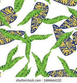 Vector Repeat Drawing Pattern. Paper Palm Dot Wallpaper. Leaf Beautiful Seamless Polygon Ornament. Tropically Decor Print. Vector Endless Style.