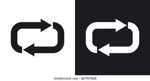 Vector repeat icon. Two-tone version on black and white background