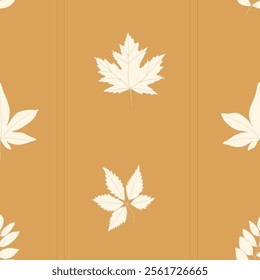 A vector repeat pattern featuring hand-drawn autumn leaves in yellow. Perfect for fall-themed textiles, home decor, and seasonal projects, adding a warm, nature-inspired touch to any design.