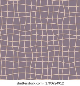 Vector repeat pattern with hand drawn grid on purple background.