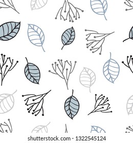 Vector repeat pattern with Leaves and sprigs with white background. Perfect for Fabric,Wall paper,Crib sheets,Curtains,Throw pillows,Baby shower gift wrap and Nature inspired projects.