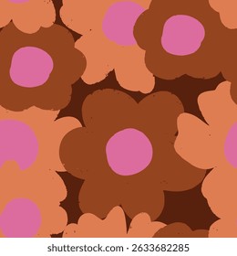 Padrão de repetição de vetor rico queimado marrom e rosa Halloween bonito Boho abóboras e fantasmas padrão coleção