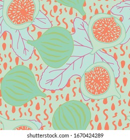 Vector repeat seamless pattern with  figs. Can be used for holiday giftwrap, fabric, wallpaper, stationery, packaging.