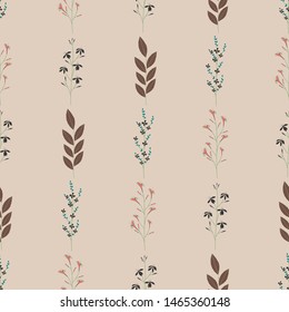 Vector repeat seamless pattern with small flowers. Whimsical backgrounds.